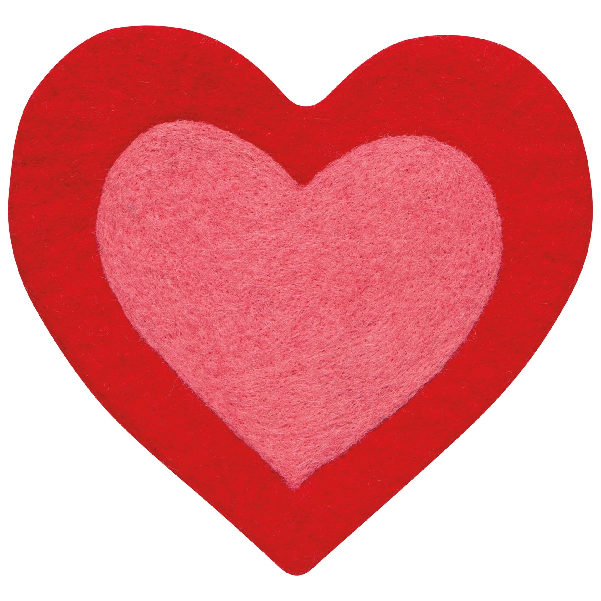 Red heart with a pink center on a white background