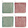 Cotton Crochet Christmas Check Pot Holder (Each One Will Vary) (4 pc. set)