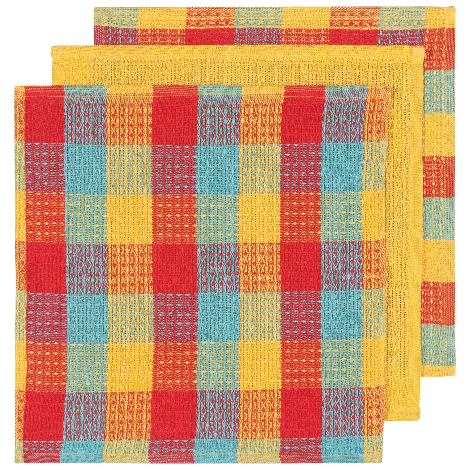 Lemon Checked Dish Cloths - Set of 3