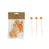 Packaged pumpkin-shaped toothpicks with a visible brand label on a white background