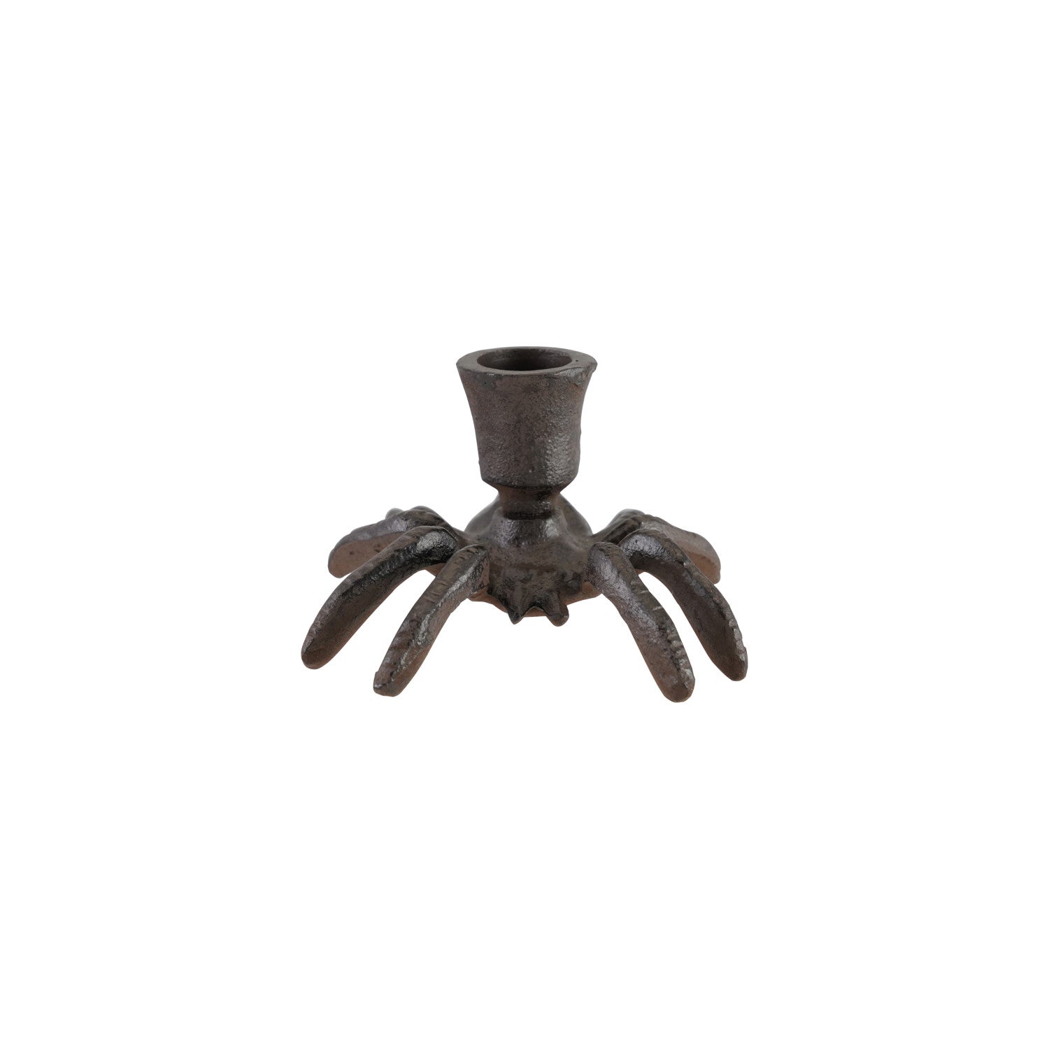 Decorative candle holder with spider-like design on a white background