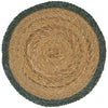 Round woven placemat with concentric circle pattern on a white background