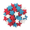 Assorted red, white, and blue star-shaped sprinkles.