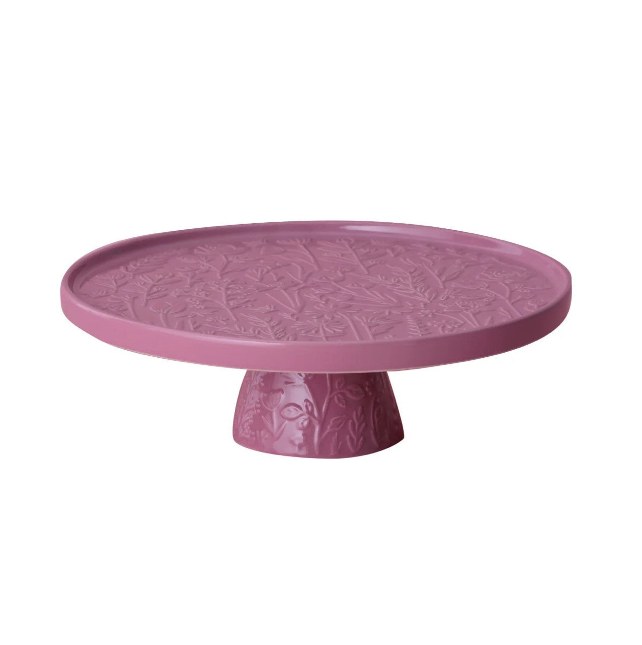 In The Meadows cake stand with floral pattern on a white background
