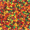 Colorful sprinkles in brown, green orange, yellow and maroon in the shapes of leaves perfect for Autumn.