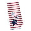 Striped towel with star designs on a white background