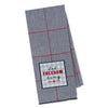 Gray towel with red stripe and 'let freedom ring' text on a white background