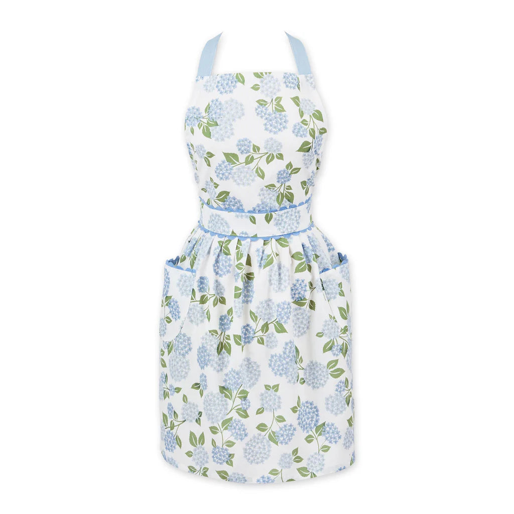 Floral apron with blue flowers on a white background