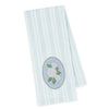 Striped towel with floral design on a white background