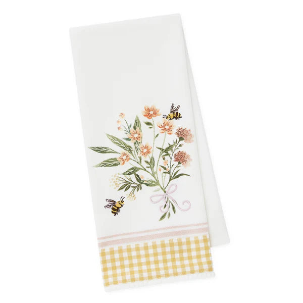 Sweet Bee Bouquet Dishtowel