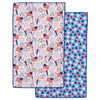 Two patriotic-themed towels with American flag and star designs. Towels are featured on a white background.
