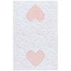 Two pink hearts on a white background with a subtle gold fleck pattern