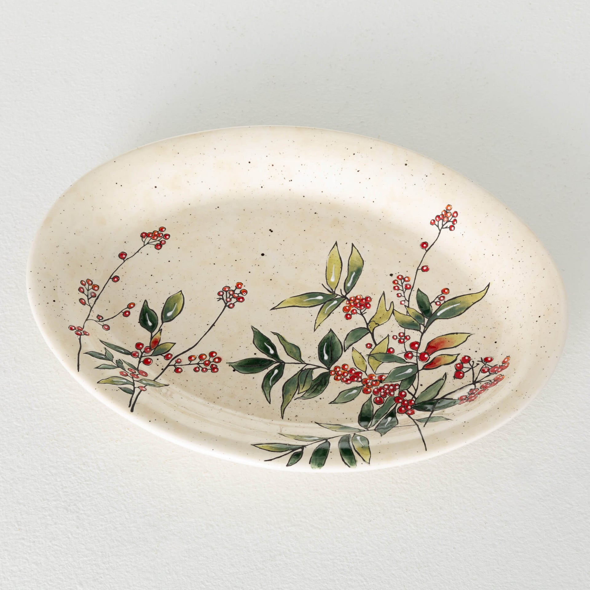 Holly Berry Patterned Platter