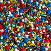 Colorful assortment of sprinkles in star-and round shapes