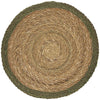 Round woven placemat with a natural fiber pattern on a white background