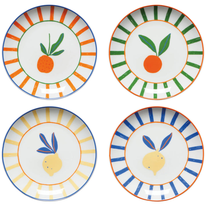 Citrus Burst Appetizer Plates Set 4