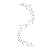 A garland with multiple silver stars arranged in a decorative pattern on a white background