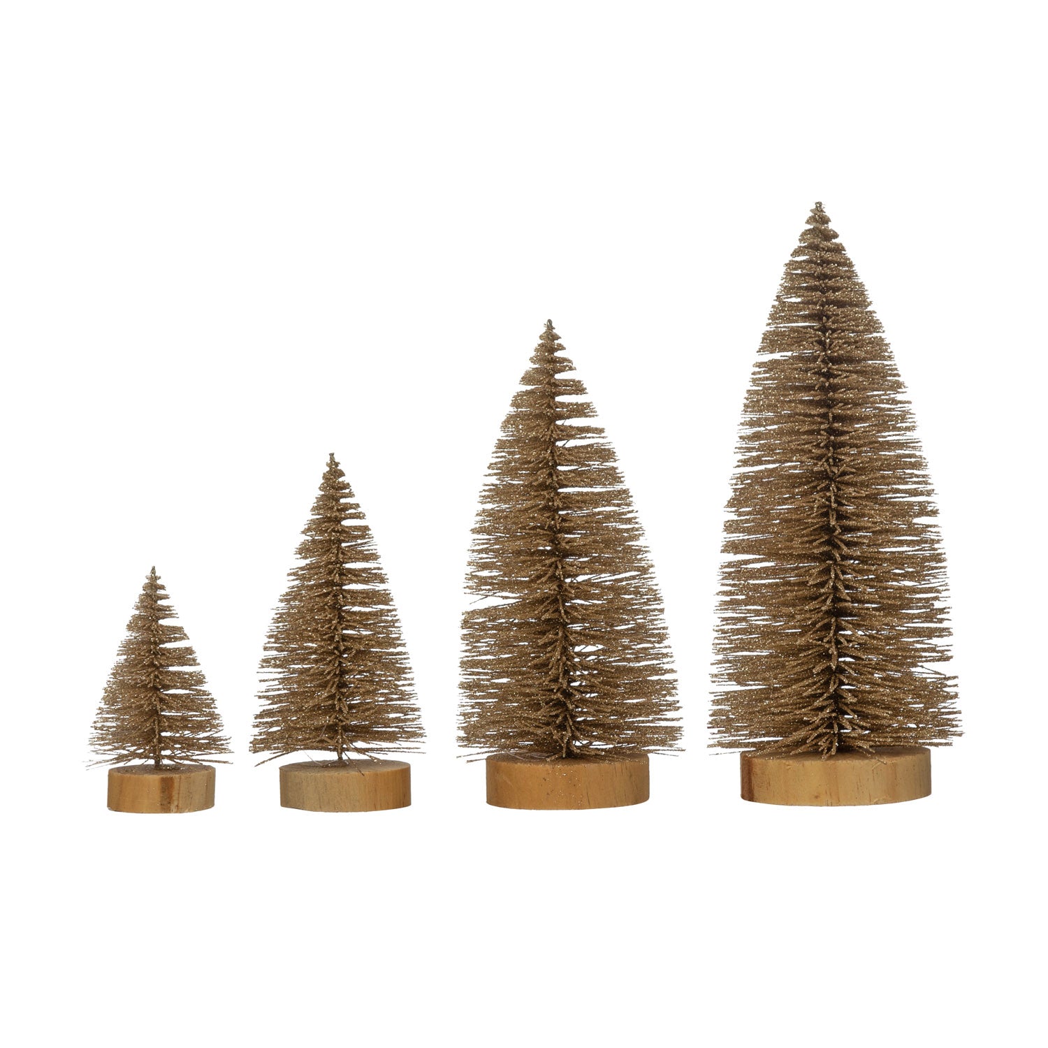Plastic Bottle Brush Trees, Set of 4