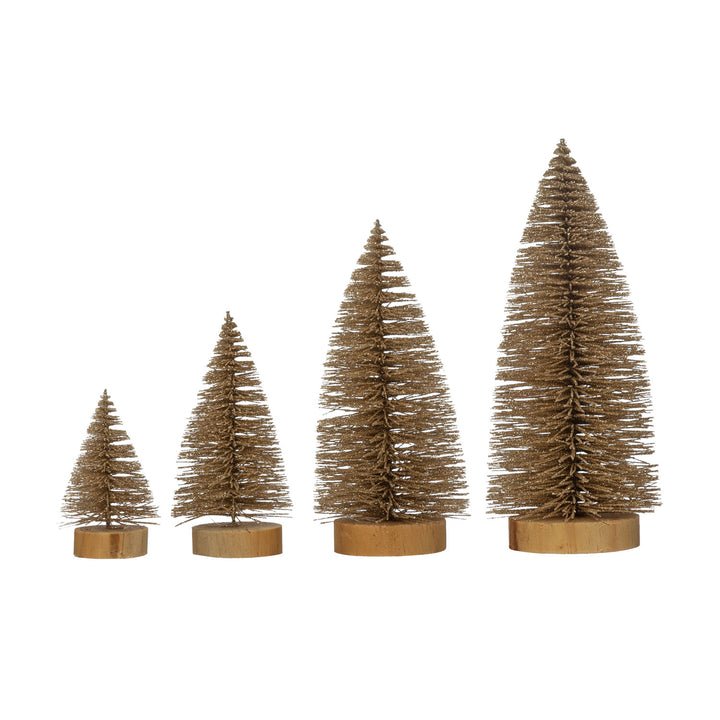 Plastic Bottle Brush Trees, Set of 4