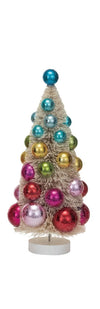 Sisal Bottle Brush Tree w/ Ornaments & Wood Base