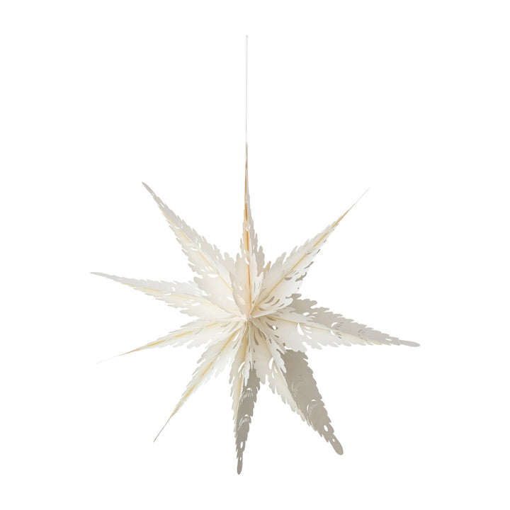 Decorative nine-point hanging paper star on a white background