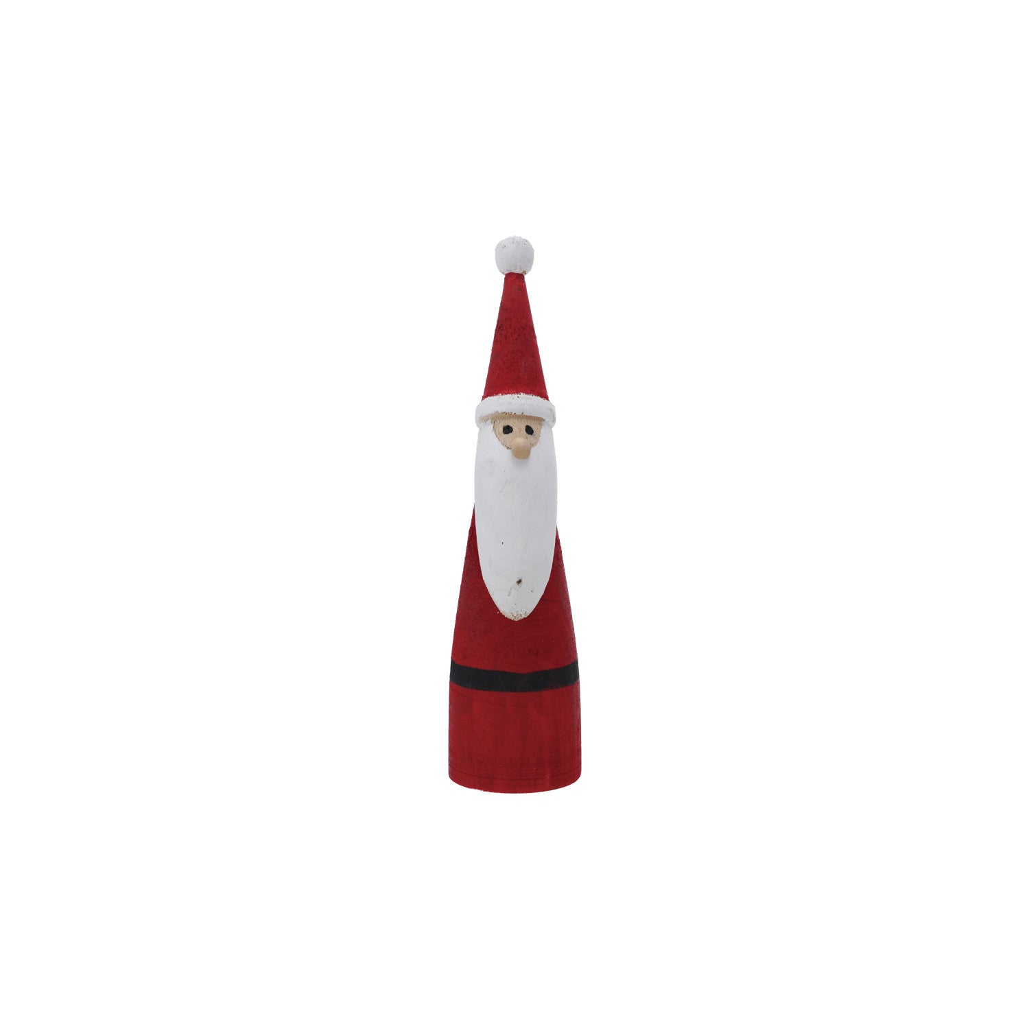 Wood Santa Claus figure on a white background