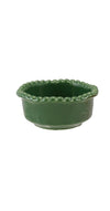 Green stoneware bowl on a white background