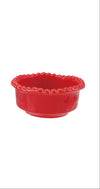 Red stoneware bowl on a white background