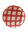 Round plate with red checkered pattern on a white background