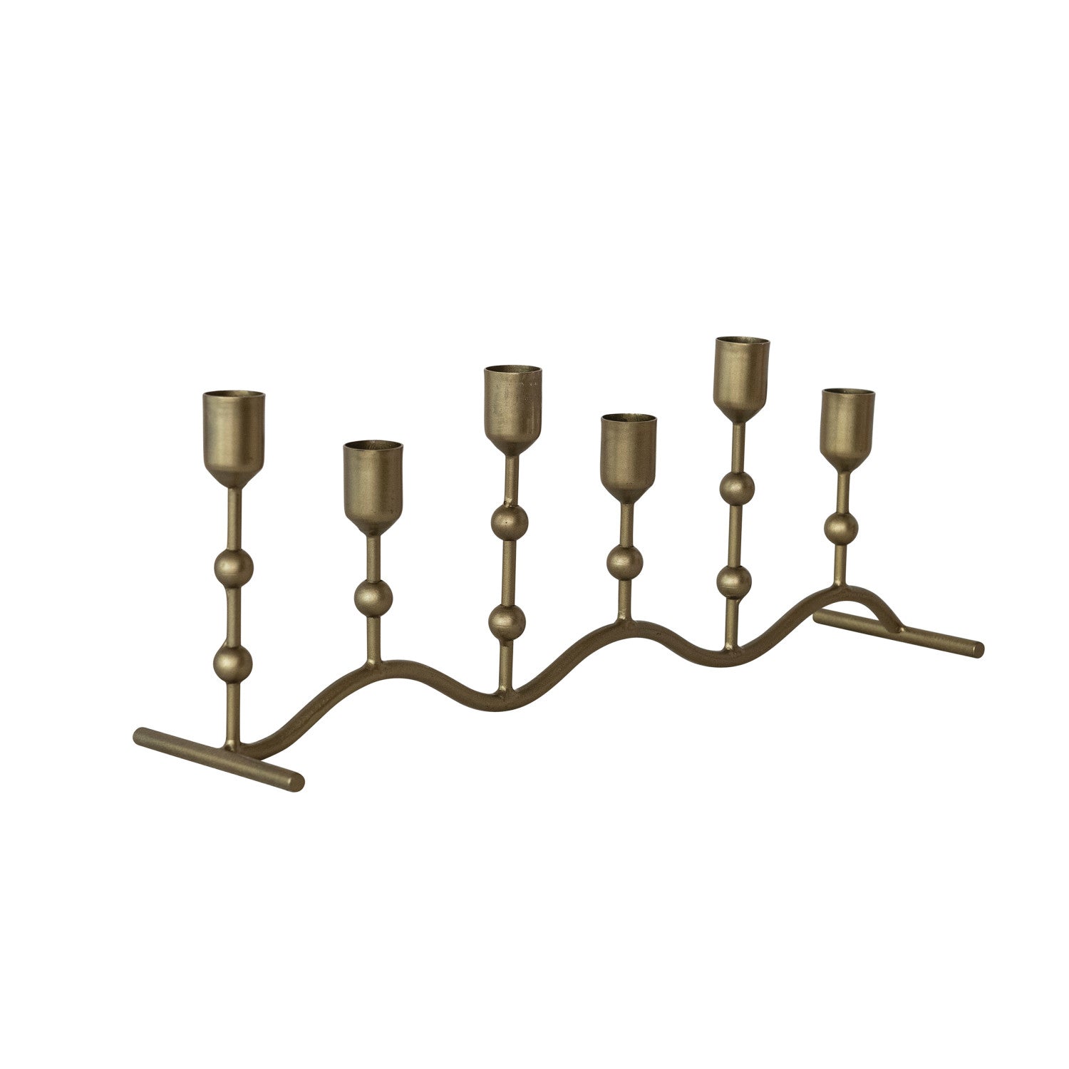 Iron candle holder with multiple candle holders on a white background