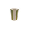 Green and striped striped cup on a white background
