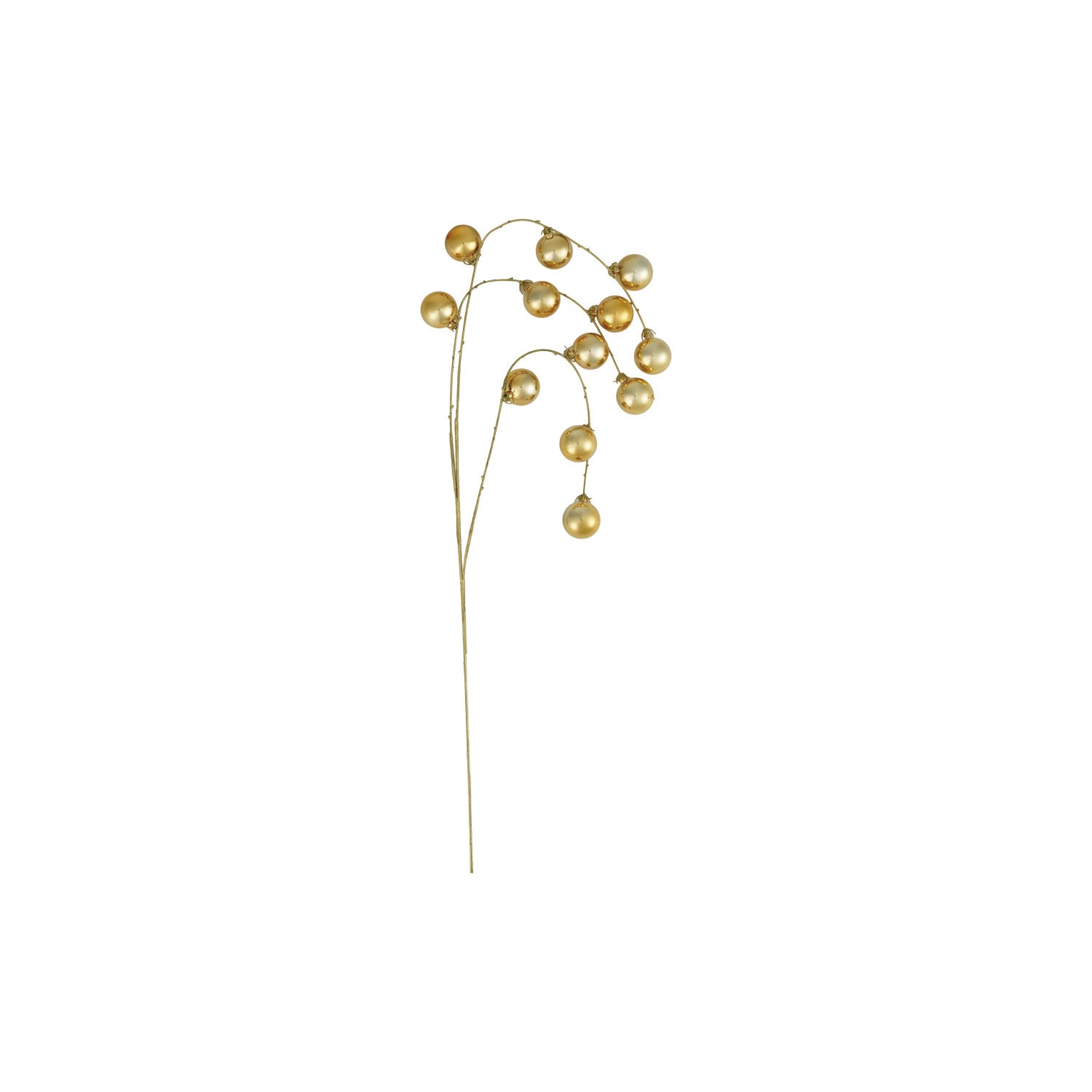 Decorative gold stem with spherical balls on a white background