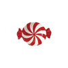Red and white striped candy-shaped bowl on a white background