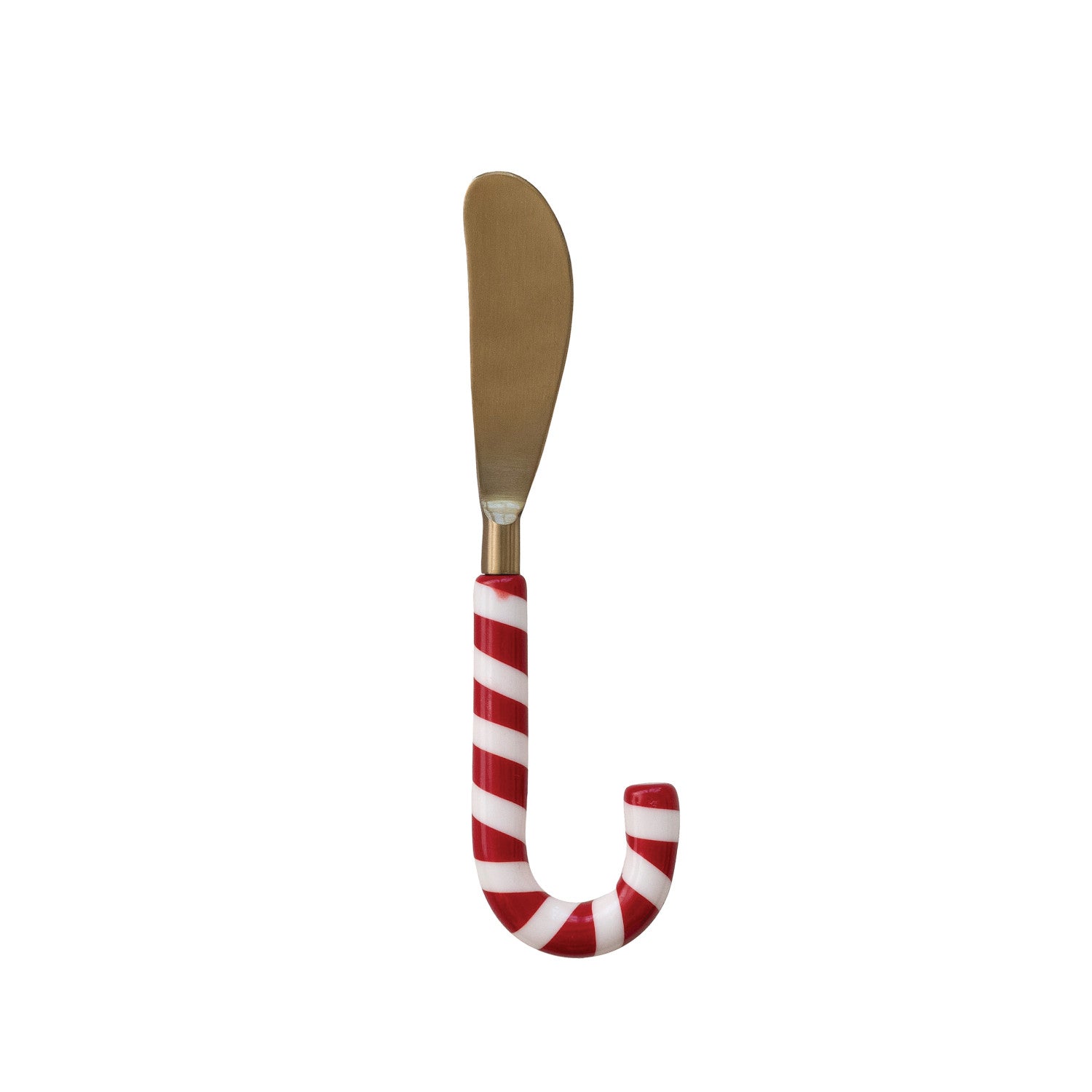 Spreader with candy cane handle on a white background