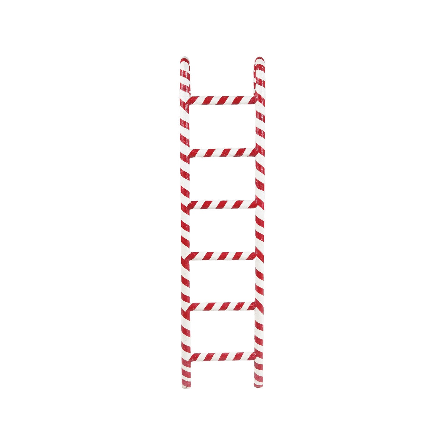 Red and white striped ladder on a white background