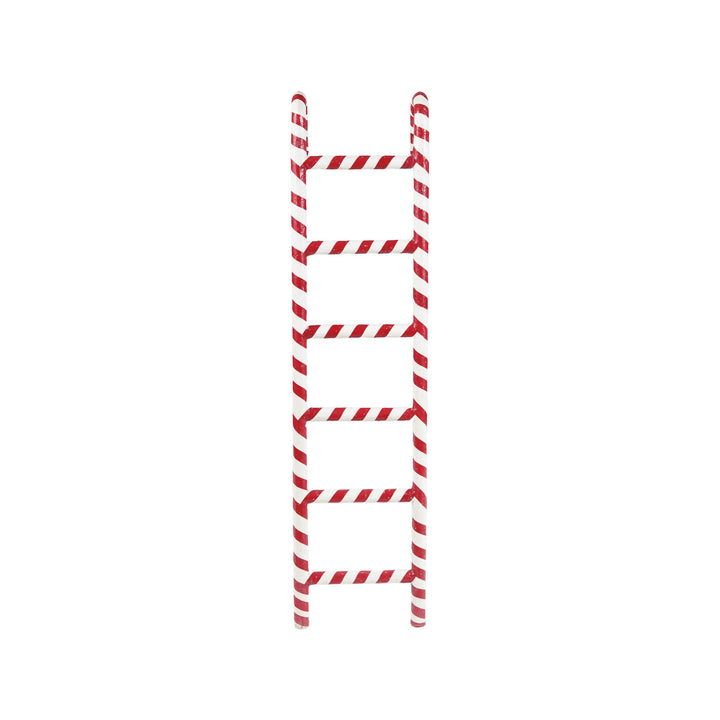 Red and white striped ladder on a white background